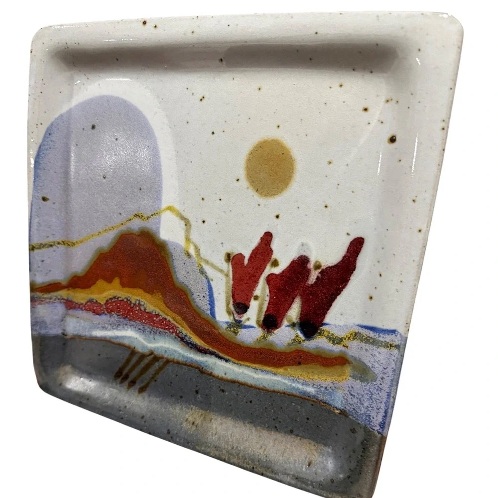 Chappelle Happy Valley Studio Landscape Pottery Square‎ Plate Signed 10 inch